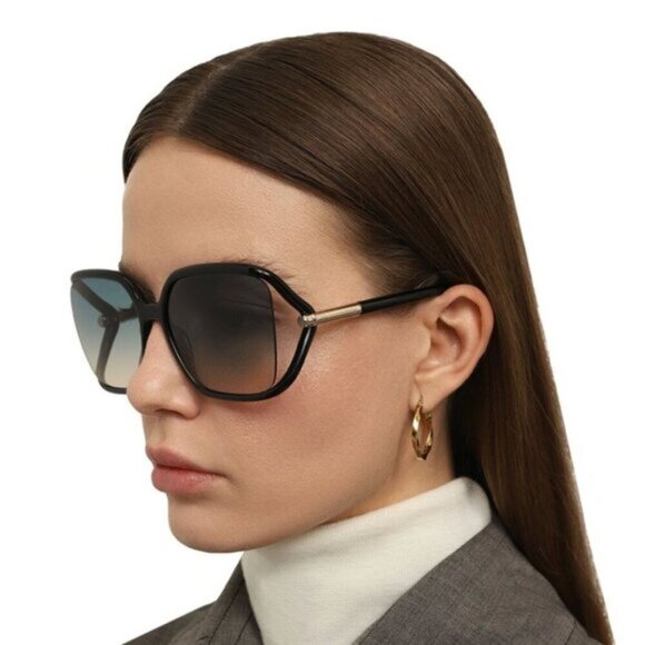 Tom Ford Solange-02 FT1089 52E Square Sunglasses - Dark Havana\Brown - Picture 3 of 10